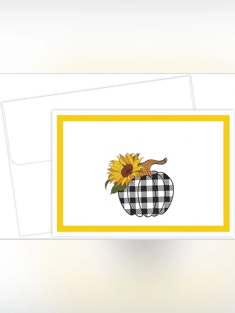 25 Count Sunflower and Plaid Pumkin Designed Thank You Cards with Envelopes